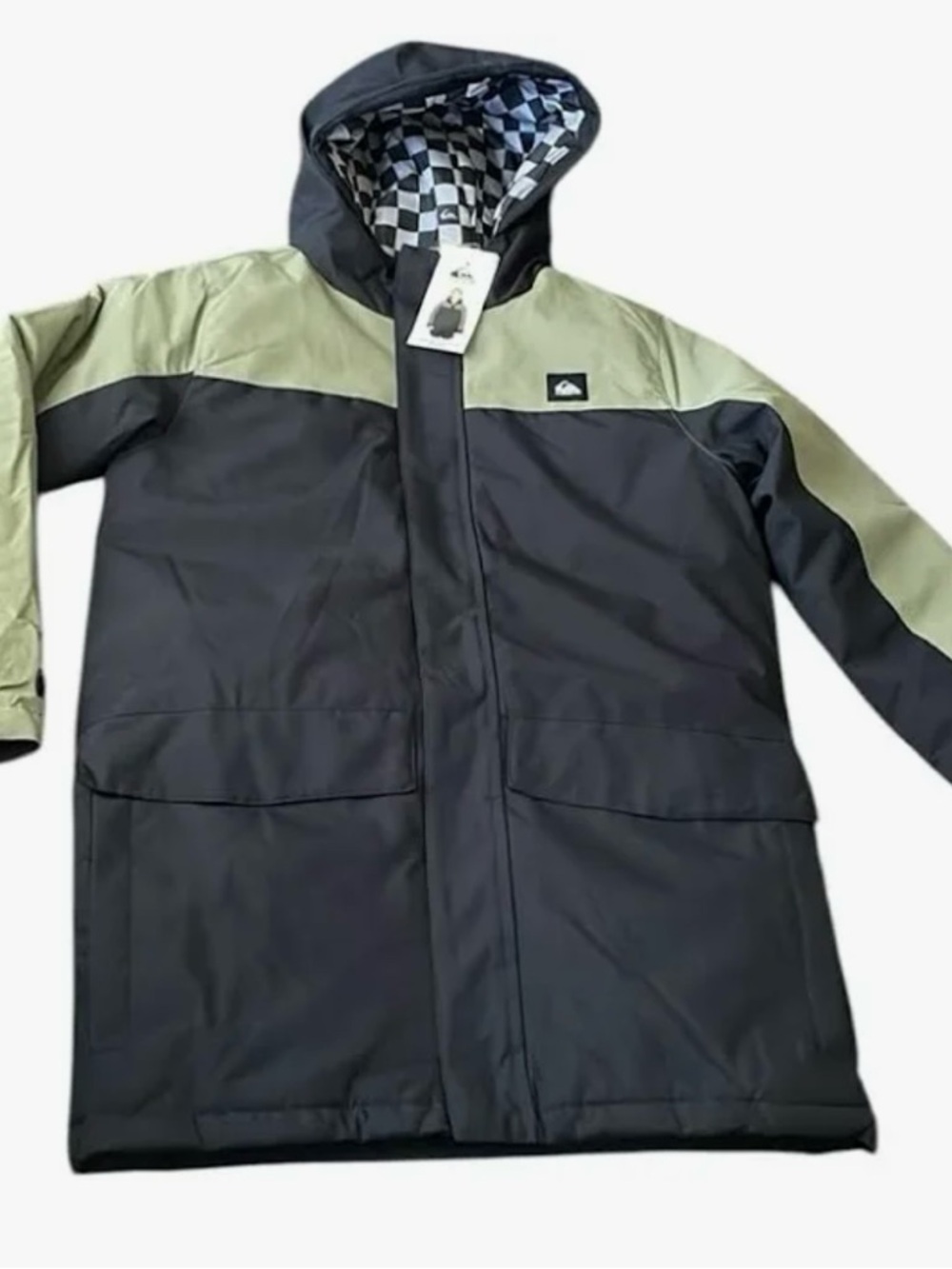 Quiksilver Kids Hooded Raincoat in Black and Olive Green